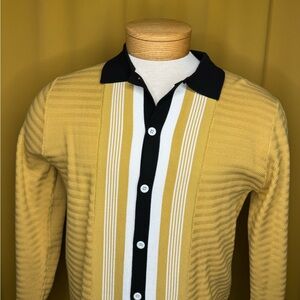 Men's Yellow and Black Cardigan Sweater